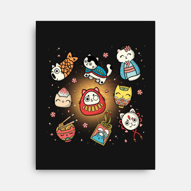 Kawaii Japanese Cat Collection-None-Stretched-Canvas-Freecheese