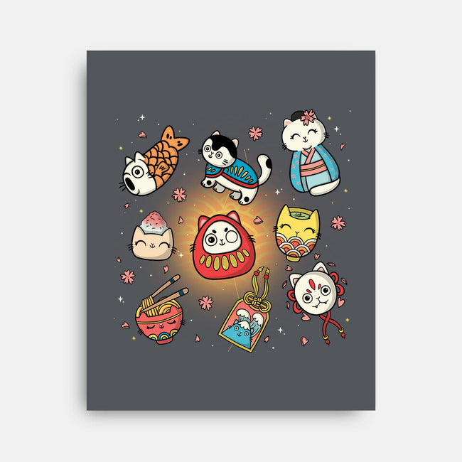 Kawaii Japanese Cat Collection-None-Stretched-Canvas-Freecheese