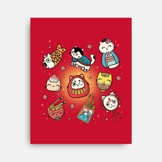 Kawaii Japanese Cat Collection-None-Stretched-Canvas-Freecheese