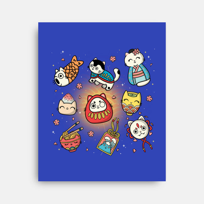 Kawaii Japanese Cat Collection-None-Stretched-Canvas-Freecheese