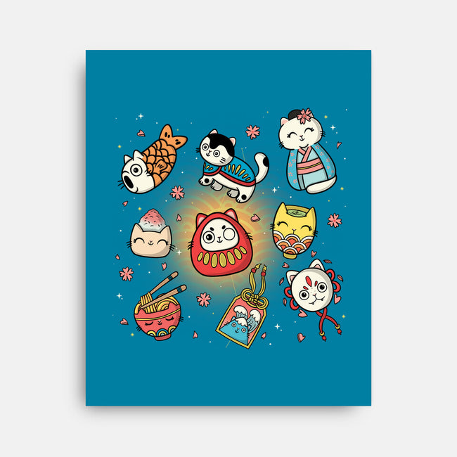 Kawaii Japanese Cat Collection-None-Stretched-Canvas-Freecheese