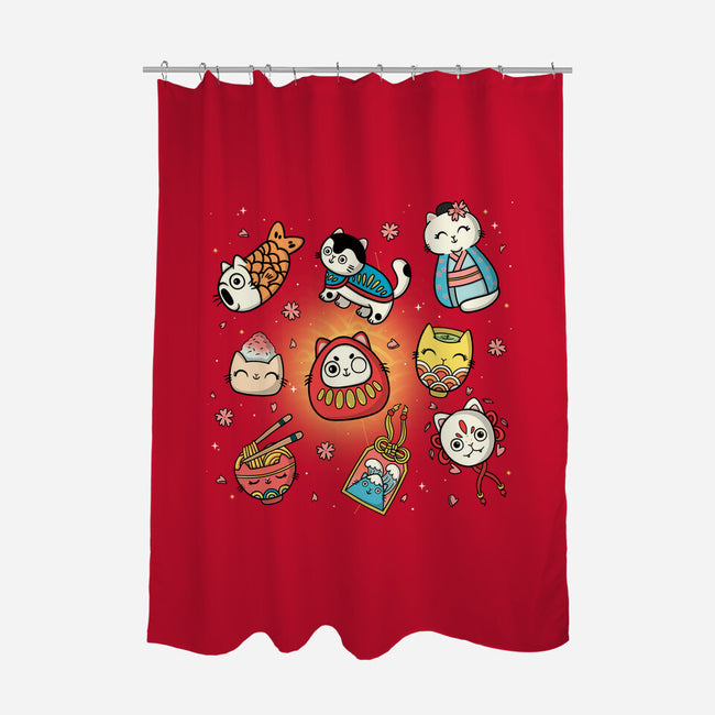 Kawaii Japanese Cat Collection-None-Polyester-Shower Curtain-Freecheese