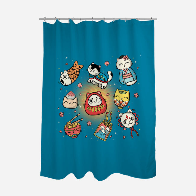 Kawaii Japanese Cat Collection-None-Polyester-Shower Curtain-Freecheese