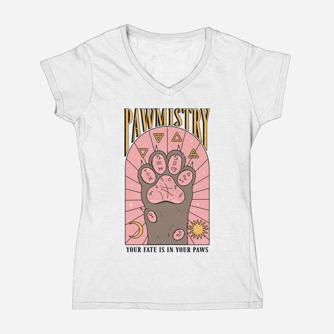 Paw Reading-Womens-V-Neck-Tee-Thiago Correa