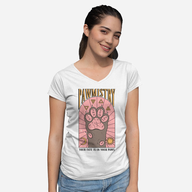 Paw Reading-Womens-V-Neck-Tee-Thiago Correa