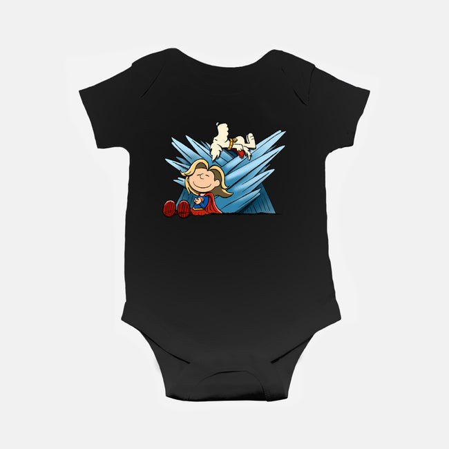 Happiness Is Super-Baby-Basic-Onesie-DrawnByBryan