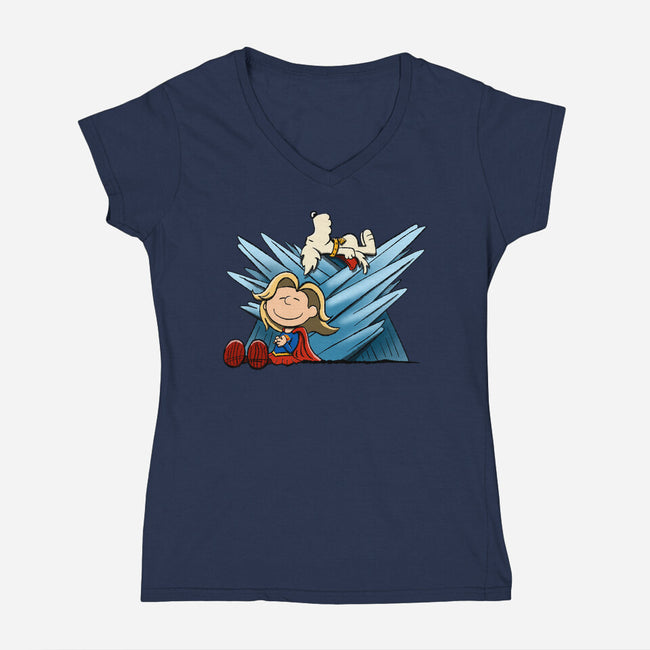 Happiness Is Super-Womens-V-Neck-Tee-DrawnByBryan