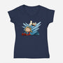 Happiness Is Super-Womens-V-Neck-Tee-DrawnByBryan