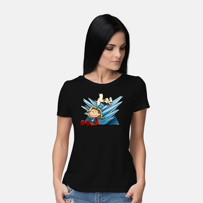 Happiness Is Super-Womens-Basic-Tee-DrawnByBryan