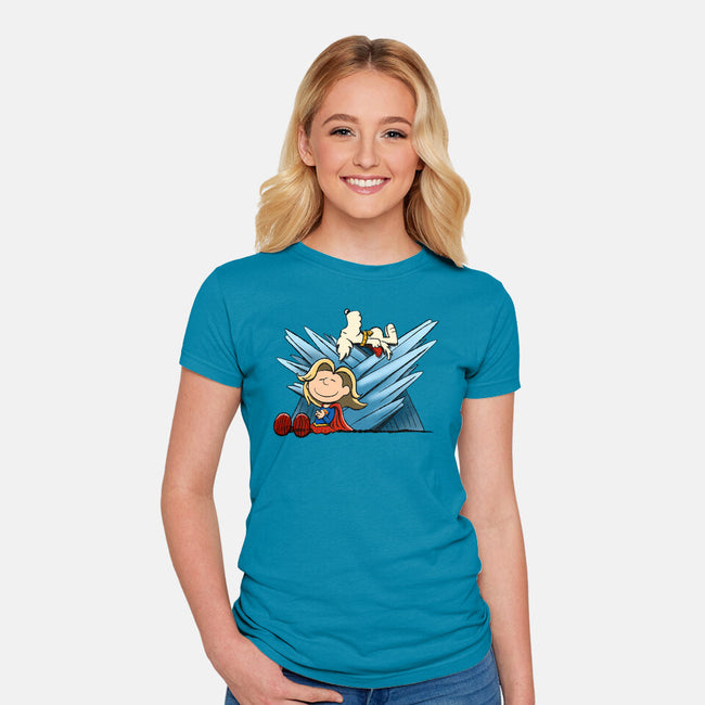 Happiness Is Super-Womens-Fitted-Tee-DrawnByBryan