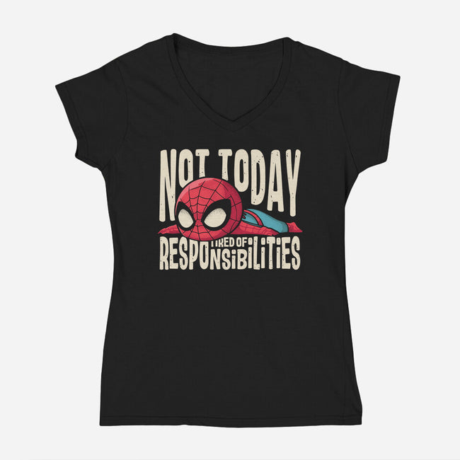 Tired Of Responsibilities-Womens-V-Neck-Tee-turborat14