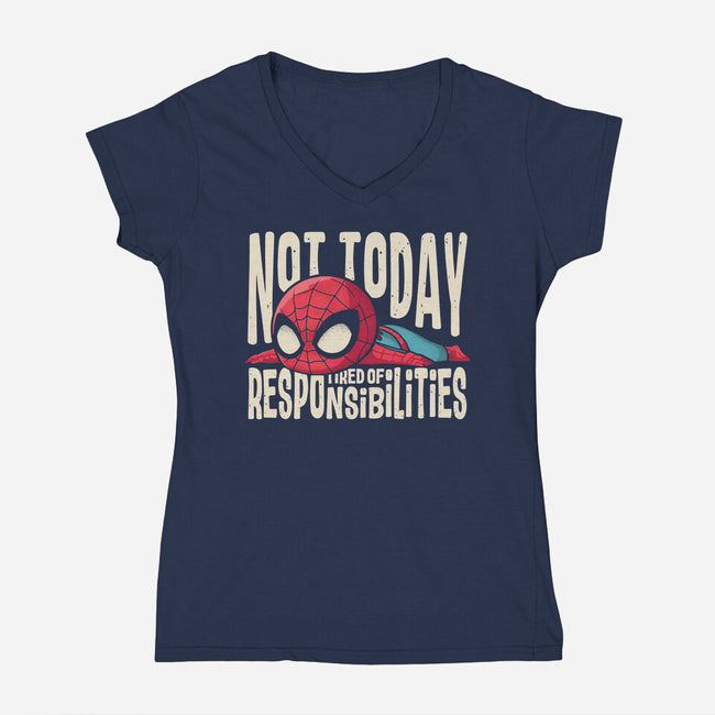 Tired Of Responsibilities-Womens-V-Neck-Tee-turborat14