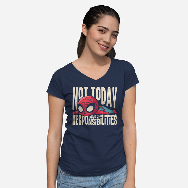 Tired Of Responsibilities-Womens-V-Neck-Tee-turborat14