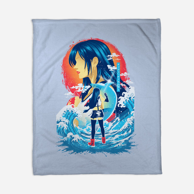Great Wave Tifa-None-Fleece-Blanket-hypertwenty