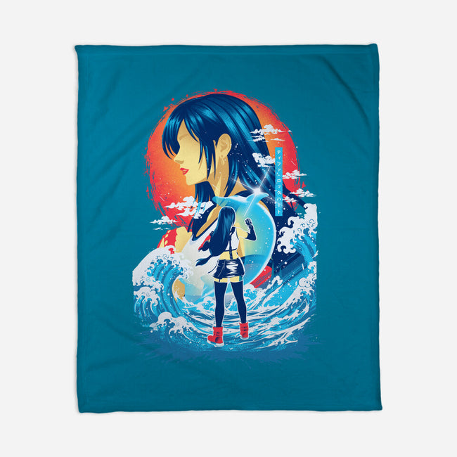Great Wave Tifa-None-Fleece-Blanket-hypertwenty