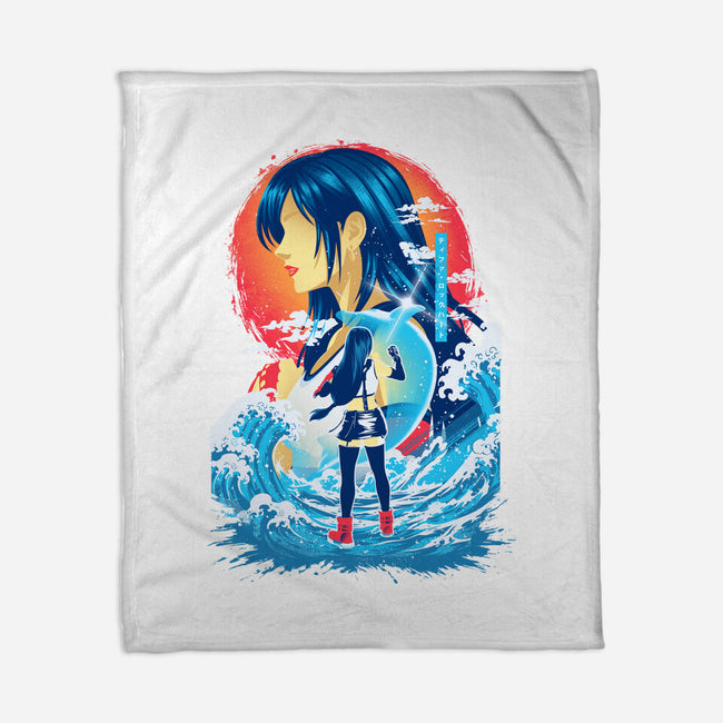 Great Wave Tifa-None-Fleece-Blanket-hypertwenty