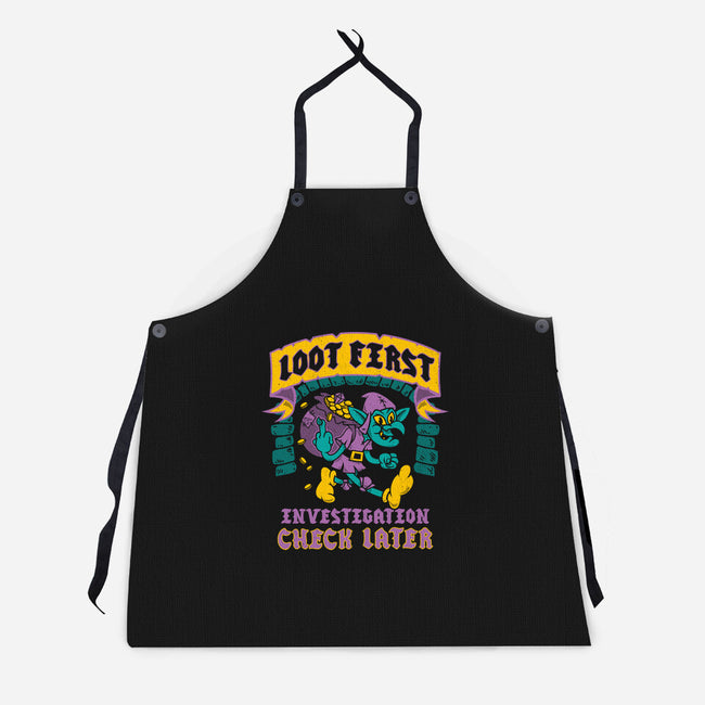Loot First Check Later-Unisex-Kitchen-Apron-Nemons