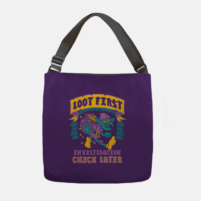 Loot First Check Later-None-Adjustable Tote-Bag-Nemons