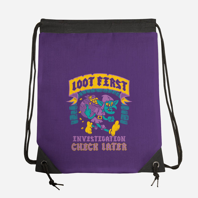 Loot First Check Later-None-Drawstring-Bag-Nemons