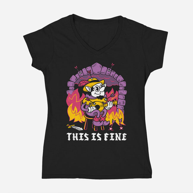 This Is A Fine Dungeon-Womens-V-Neck-Tee-Nemons