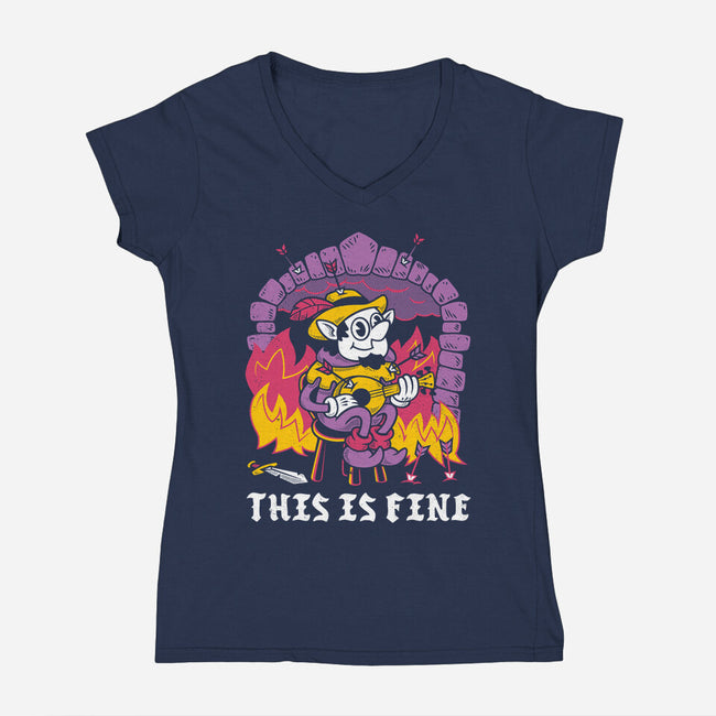 This Is A Fine Dungeon-Womens-V-Neck-Tee-Nemons