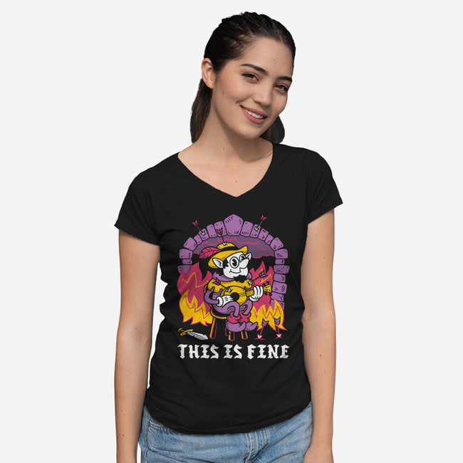 This Is A Fine Dungeon-Womens-V-Neck-Tee-Nemons