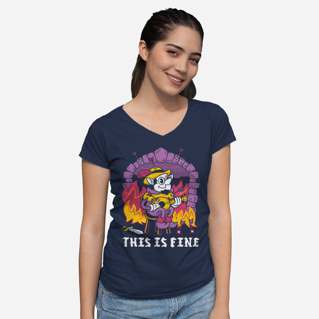 This Is A Fine Dungeon-Womens-V-Neck-Tee-Nemons