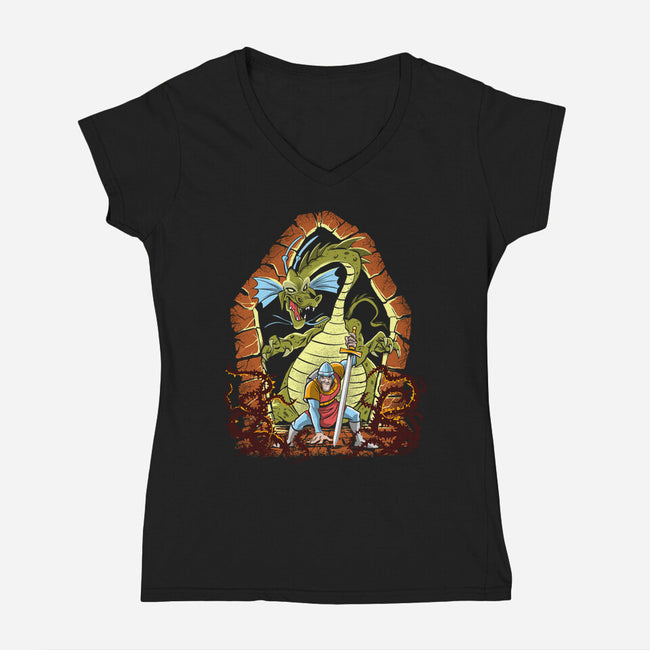The Adventures Of Dirk The Daring-Womens-V-Neck-Tee-zascanauta