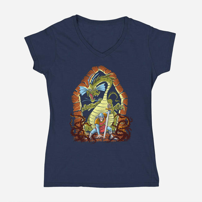 The Adventures Of Dirk The Daring-Womens-V-Neck-Tee-zascanauta