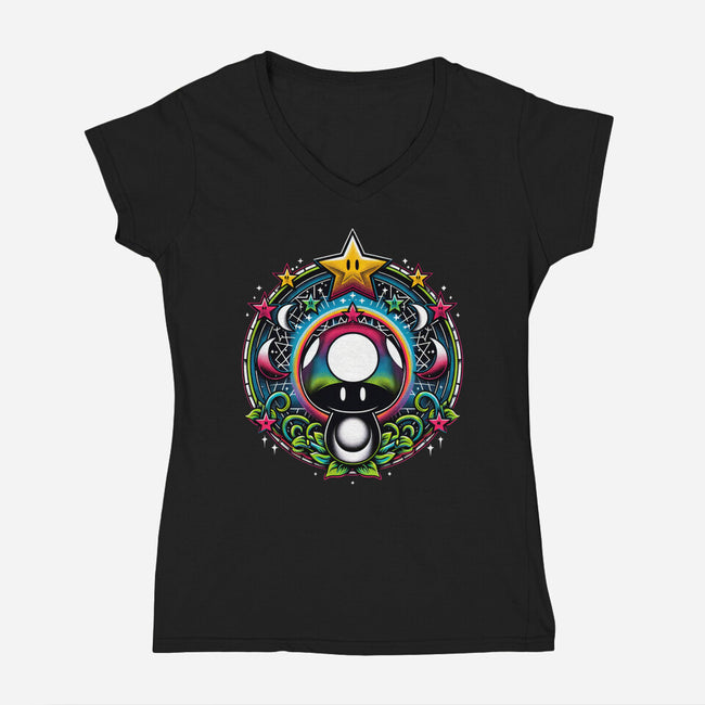 Cosmic Power Up-Womens-V-Neck-Tee-Millersshoryotombo
