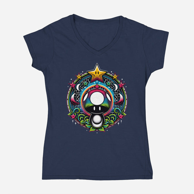 Cosmic Power Up-Womens-V-Neck-Tee-Millersshoryotombo