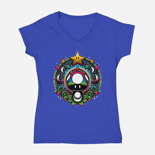 Cosmic Power Up-Womens-V-Neck-Tee-Millersshoryotombo