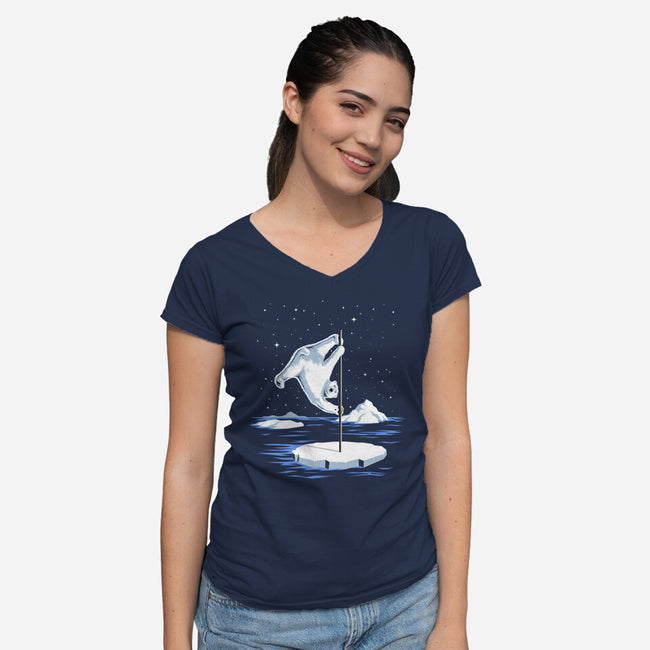 North Pole Dancer-Womens-V-Neck-Tee-silentOp