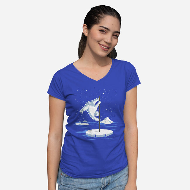 North Pole Dancer-Womens-V-Neck-Tee-silentOp