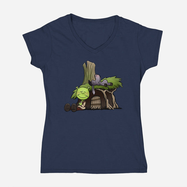 Happiness Is Onions-Womens-V-Neck-Tee-DrawnByBryan