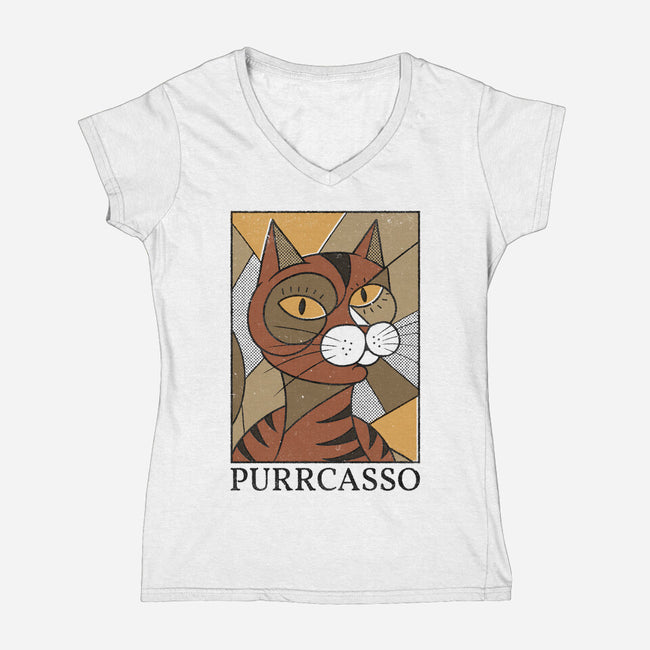 Purrcasso-Womens-V-Neck-Tee-Thiago Correa