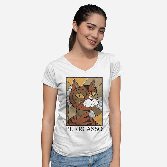 Purrcasso-Womens-V-Neck-Tee-Thiago Correa