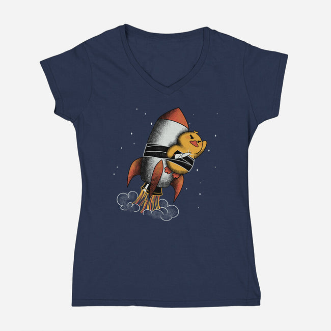 High Speed Violence Funny Duck-Womens-V-Neck-Tee-tobefonseca