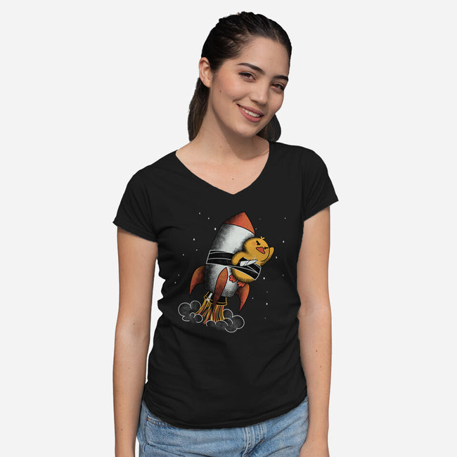 High Speed Violence Funny Duck-Womens-V-Neck-Tee-tobefonseca