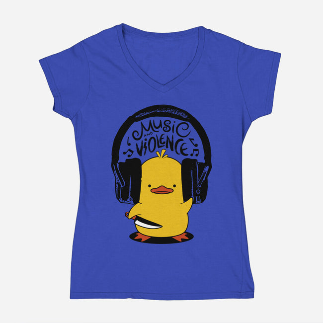 Music And Violence-Womens-V-Neck-Tee-tobefonseca