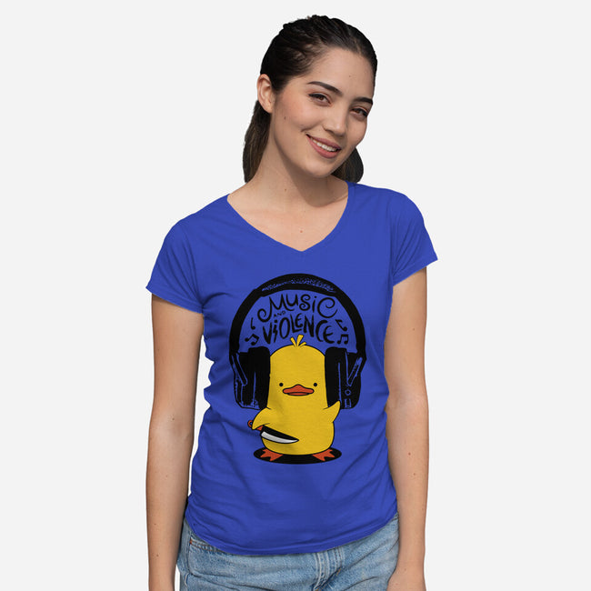 Music And Violence-Womens-V-Neck-Tee-tobefonseca