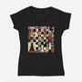 Chess Art Vintage-Womens-V-Neck-Tee-tobefonseca