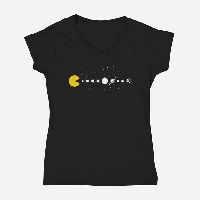 Minimalist Solar System-Womens-V-Neck-Tee-tobefonseca