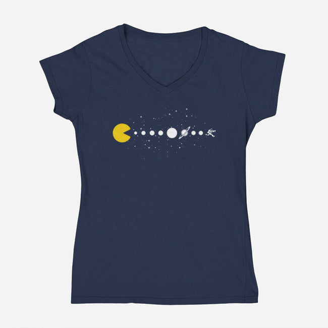 Minimalist Solar System-Womens-V-Neck-Tee-tobefonseca