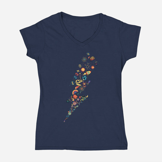 Science Thunder-Womens-V-Neck-Tee-tobefonseca