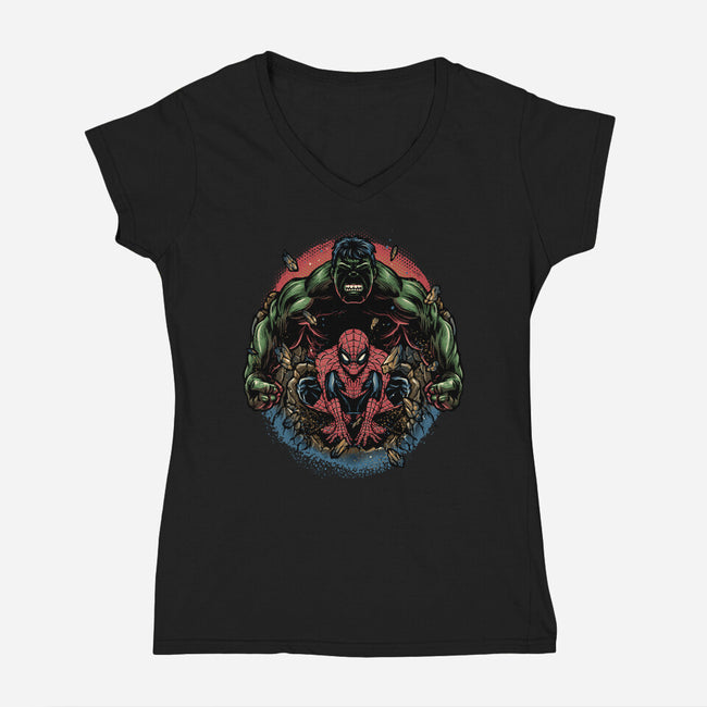Gamma And Web-Womens-V-Neck-Tee-glitchygorilla