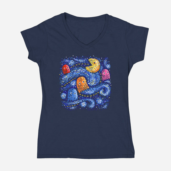 Starry Pacman-Womens-V-Neck-Tee-Alan Maia