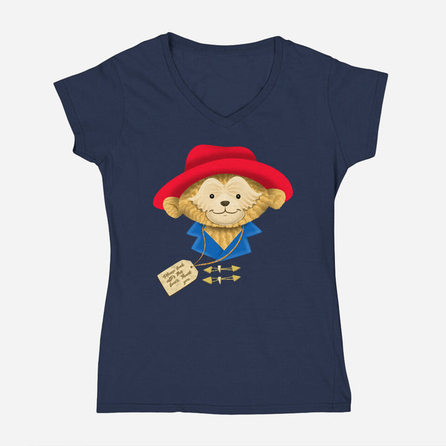 Please Look After This Bear-Womens-V-Neck-Tee-DrawnByBryan
