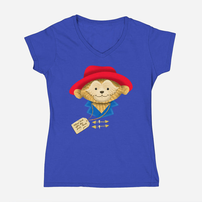 Please Look After This Bear-Womens-V-Neck-Tee-DrawnByBryan