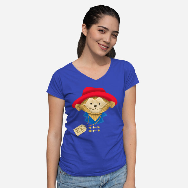Please Look After This Bear-Womens-V-Neck-Tee-DrawnByBryan